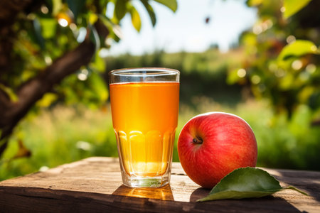 Apple and apple juice, fruit, drink and food, beverage, juicy and drinkingの素材