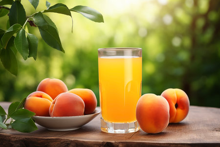 Apricot and apricot juice, fruit, drink and food, beverage, juicy and drinkingの素材
