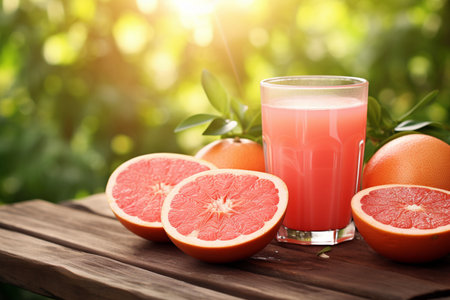 Grapefruit and pomelo, grapefruit juice. Fruit and citrus, drink, food, beverage, juicy and drinkingの素材