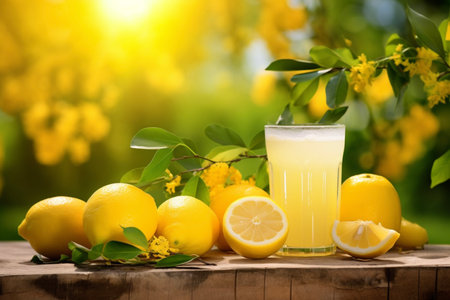 Lemon, lemonade and juice. Fruit and citrus, drink, food, beverage, juicy and drinkingの素材