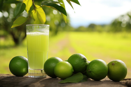Lime and lime juice, fruit and citrus, drink, food, beverage, juicy and drinkingの素材