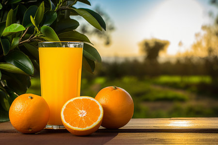 Orange and orange juice, fruit, drink and food, beverage, juicy and drinkingの素材