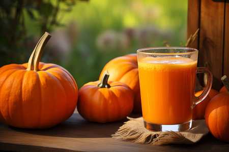 Pumpkin and pumpkin juice, vegetable, drink and food, beverage, juicy and drinkingの素材