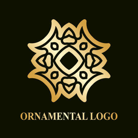 Luxury ornamental logotype. Vintage logo with golden gradient.のイラスト素材