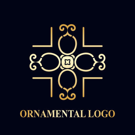 Luxury ornamental logotype. Vintage logo with golden gradient.のイラスト素材