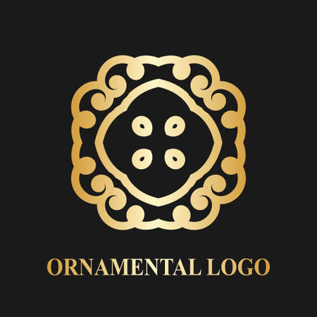 Luxury ornamental logotype. Vintage logo with golden gradient.のイラスト素材