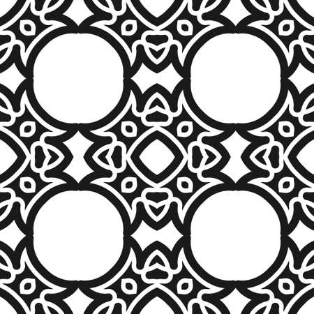 Abstract seamless black and white color pattern for wallpapers and backgrounds. Vector template can be used for design of wallpaper, fabric, oilcloth, textile, wrapping paper and otherのイラスト素材
