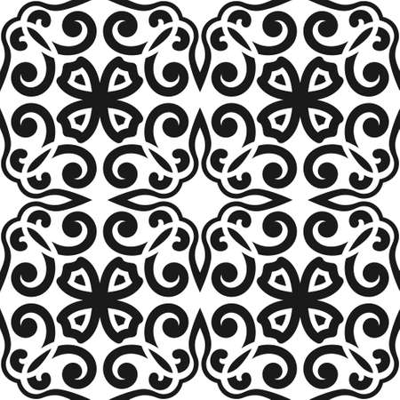 Abstract seamless black and white color pattern for wallpapers and backgrounds. Vector template can be used for design of wallpaper, fabric, oilcloth, textile, wrapping paper and otherのイラスト素材