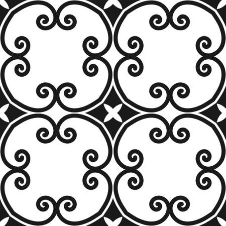 Abstract seamless black and white color pattern for wallpapers and backgrounds. Vector template can be used for design of wallpaper, fabric, oilcloth, textile, wrapping paper and otherのイラスト素材
