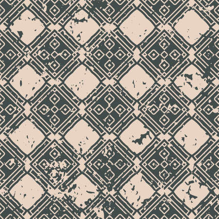 Abstract vintage ornamental pattern with fading and scratches, paint splashes. Vector template can be used for design of wallpaper, fabric, oilcloth, textile, wrapping paper and other designのイラスト素材