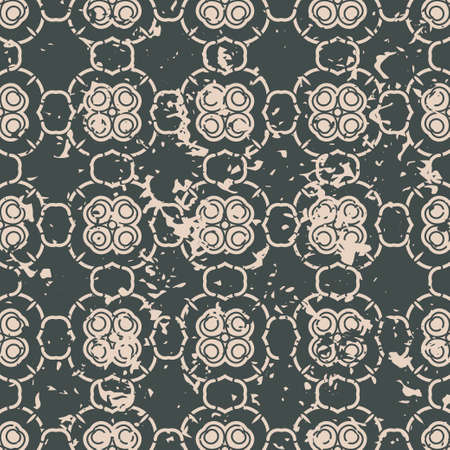 Abstract vintage ornamental pattern with fading and scratches, paint splashes. Vector template can be used for design of wallpaper, fabric, oilcloth, textile, wrapping paper and other designのイラスト素材