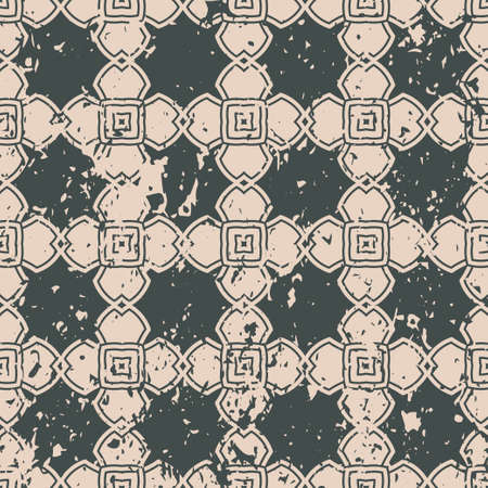 Abstract vintage ornamental pattern with fading and scratches, paint splashes. Vector template can be used for design of wallpaper, fabric, oilcloth, textile, wrapping paper and other designのイラスト素材