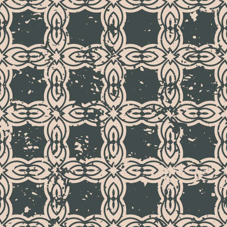 Abstract vintage ornamental pattern with fading and scratches, paint splashes.のイラスト素材