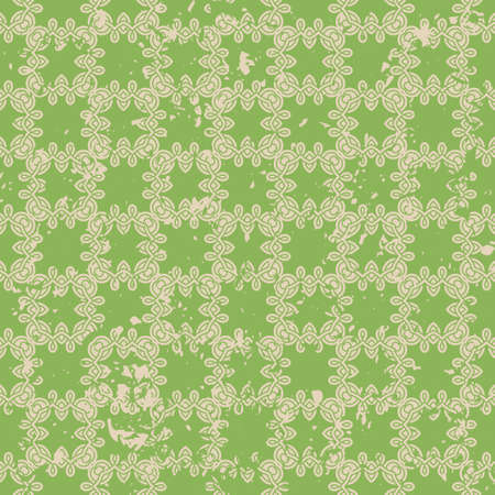 Abstract vintage ornamental pattern with fading and scratches, paint splashes. Vector template can be used for design of wallpaper, fabric, oilcloth, textile, wrapping paper and other designのイラスト素材