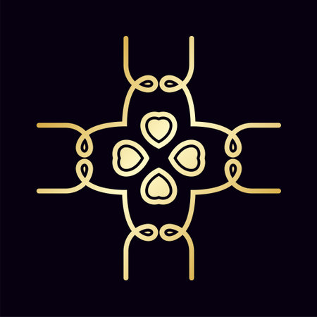 Golden ornamental abstract vintage logo on dark background. Template for designのイラスト素材