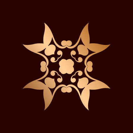 Golden ornamental abstract vintage logo on dark background. Template for designのイラスト素材