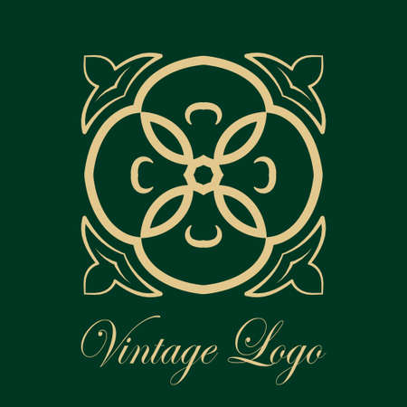 Vintage ornamental, floral design in green background.のイラスト素材