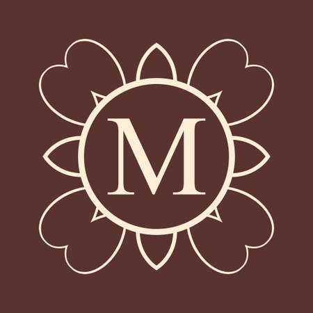 Vintage ornamental monogram. Retro luxury logo for design with ornate elements and place for letter or textのイラスト素材