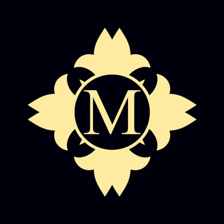 Vintage ornamental monogram. Retro luxury logo for design with ornate elements and place for letter or textのイラスト素材