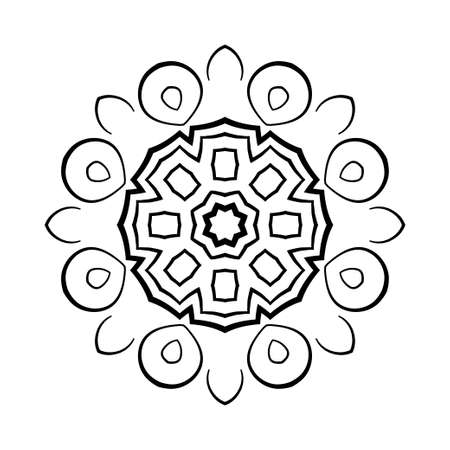 Mandala Round Ornament Pattern. Vintage decorative elements. Hand drawn background. Islam, Arabic, Indian, ottoman motif.のイラスト素材