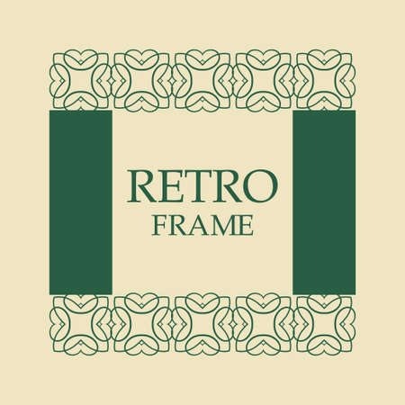 Vector vintage border frame with retro ornament pattern. Decorative designのイラスト素材
