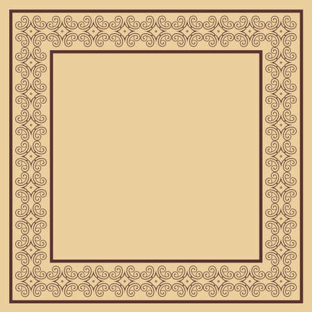 Vector vintage border frame with retro ornament pattern. Decorative designのイラスト素材