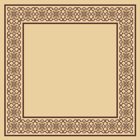 Vector vintage border frame with retro ornament pattern. Decorative designのイラスト素材