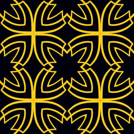 Geometric vector pattern with oriental elements and abstract golden ornamentのイラスト素材