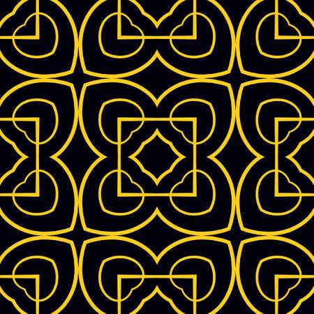 Geometric vector pattern with oriental elements and abstract golden ornamentのイラスト素材