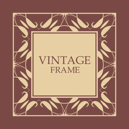 Ornate vintage card design with ornamental border frame. Use for wedding invitations, royal certificates, greeting cards. Vector illustration.のイラスト素材