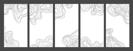 Abstract vector set of topographic map design elements.Design for invitation, cover, flyer, card. Template contour map concept.のイラスト素材