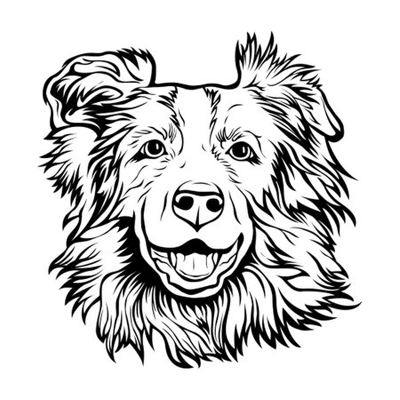 Portrait of a border collie. Vector illustration for your designのイラスト素材