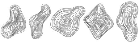 Abstract tree rings. Vector topographic map concept for background. Thin black lines on white.