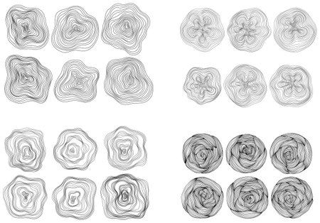 Abstract tree rings hand drawn. Vector topographic map concept background. Thin black lines isolated on white.のイラスト素材