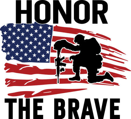 Honor The Brave, Veteran, Patriotic Military, Fourth of July, Memorial Day Vector Illustration Fileのイラスト素材