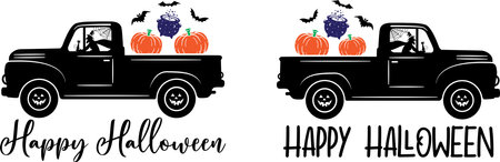 Happy Halloween Truck, Halloween Truck, Happy Halloween, Vector Illustration Fileのイラスト素材