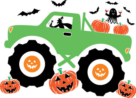 Pumpkin Truck , Halloween Truck, Happy Halloween, Vector Illustration Fileのイラスト素材