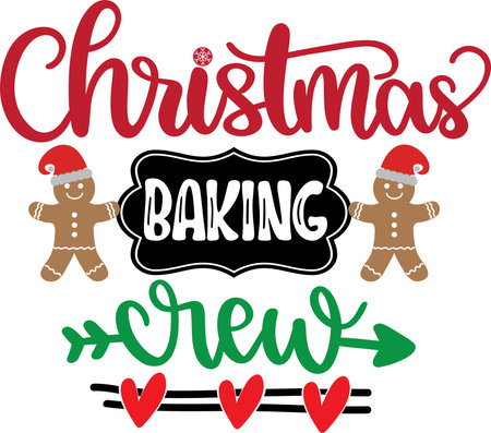 Christmas Baking Crew, Merry Christmas, Santa, Christmas Holiday, Vector Illustration Fileのイラスト素材