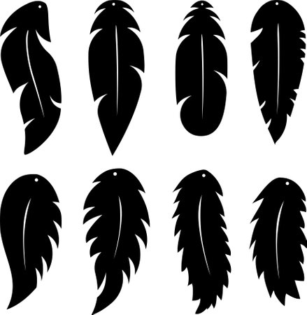 Feather earrings, summer earrings bundle, leather earring, earring for glowforge, laser cut earring, vector illustration fileのイラスト素材