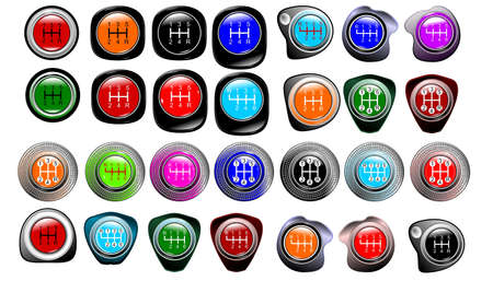 Top of the button the manual car lever of a gear change of 5 ore 6 speedsのイラスト素材
