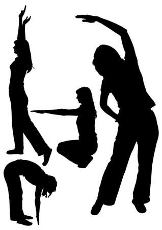 Fitness woman silhouette vector EPS10 on white background Collectionのイラスト素材