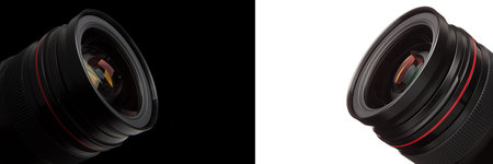 lens of the photo on black and white background