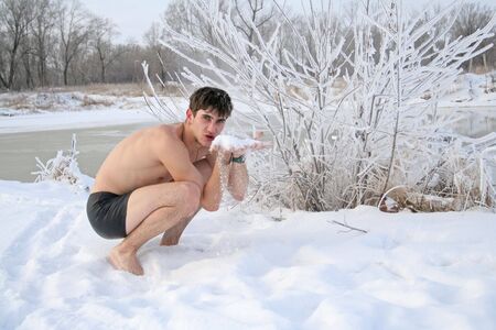 Man on snowの写真素材