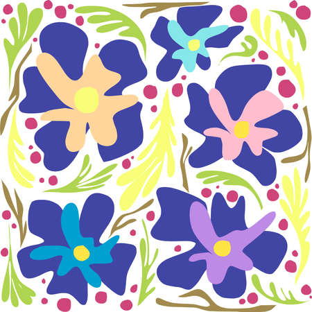 Playful Florid tillable pattern perfect for fabric, stationary and many more.のイラスト素材