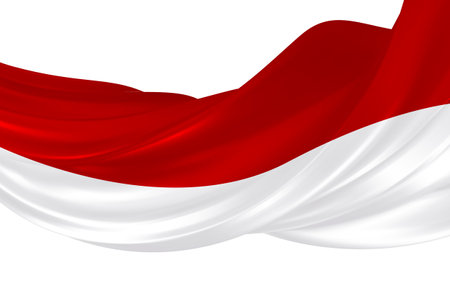 3D rendition of Indonesian flag on silky fabricの写真素材