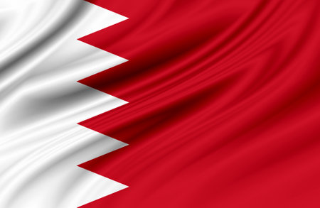 Bahrain flag - realistic waving fabric flagの写真素材