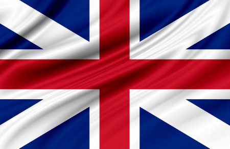 3d illustration flag of United Kingdom. close up waving flag of United Kingdom. flag symbols of United Kingdom.の写真素材