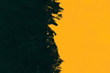 Green and orange background texture brush. Abstract brush background, on a concrete wallの写真素材