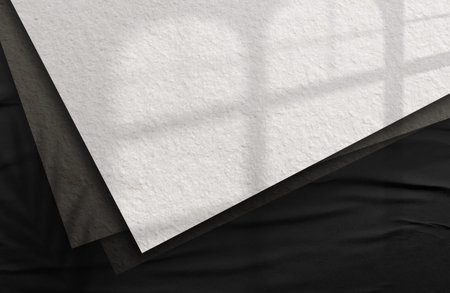 logo moukup paper.Square Paper Mockup with realistic shadows overlays leaf. Shadow Of A Tropical...