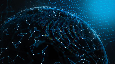 Digital technology, internet global network technology concept. computer data exchange, e-commerce...
